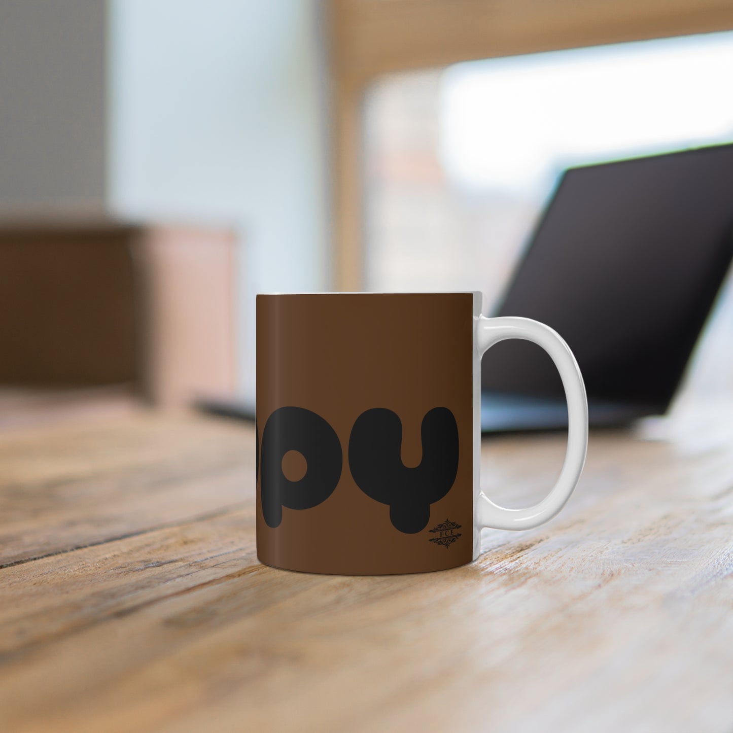 BROWN HAPPY MUG