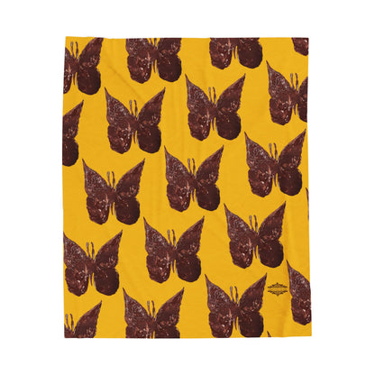 BROWN BUTTERFLIES VELVETEEN PLUSH BLANKET