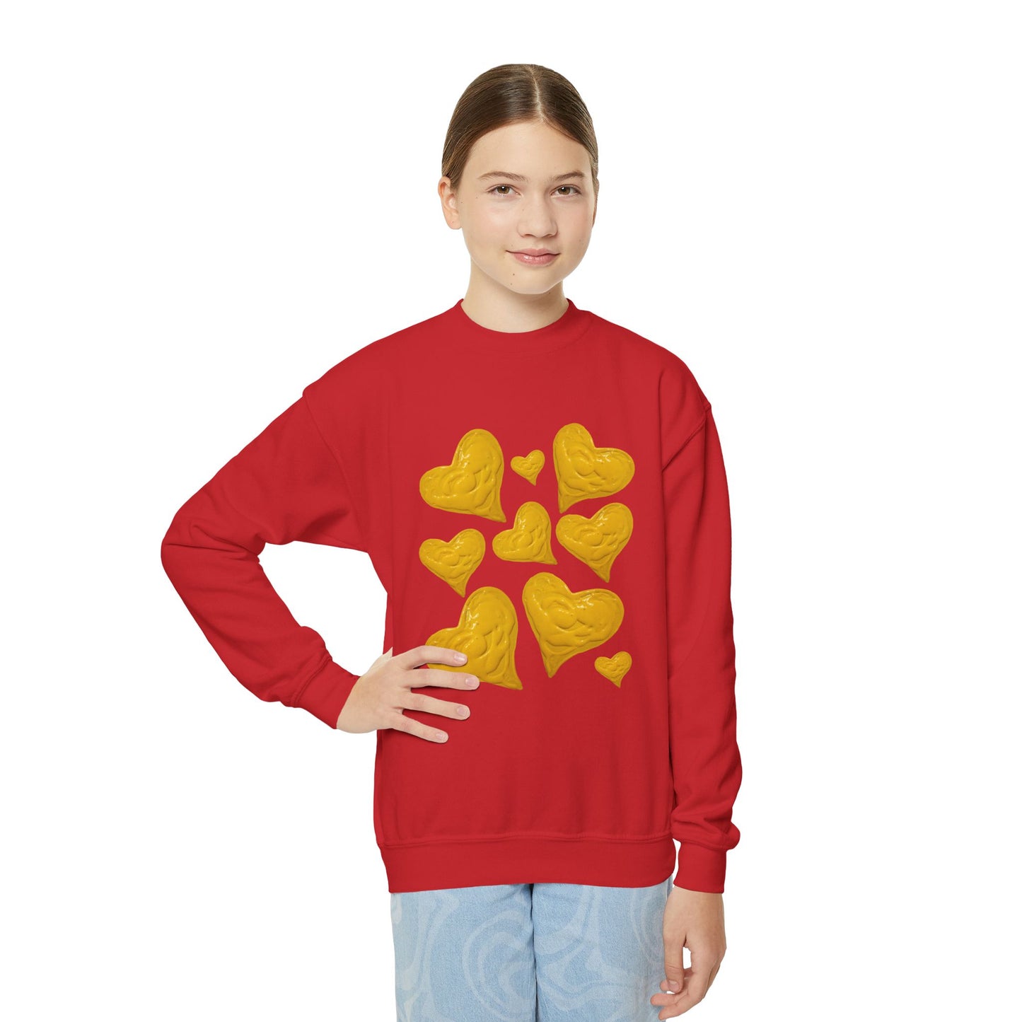 YOUTH SWEATSHIRT WITH FUN YELLOW HEARTS