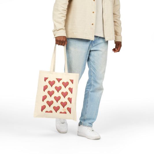 SWIRLY HEART PATTERN COTTON CANVAS TOTE BAG