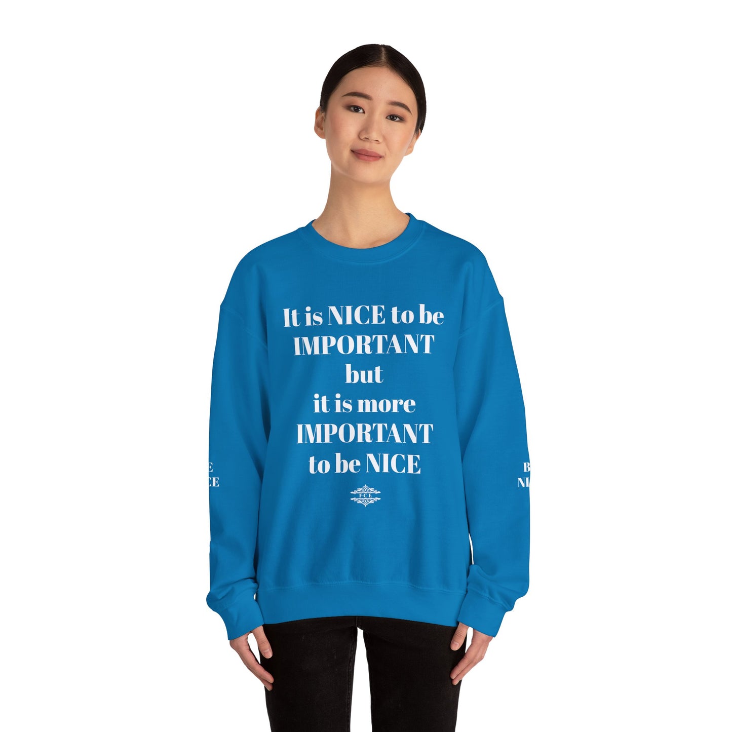 BE NICE CREWNECK SWEATSHIRT DARK COLORS