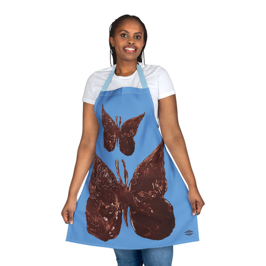 BLUE APRON WITH BROWN PAPILLON