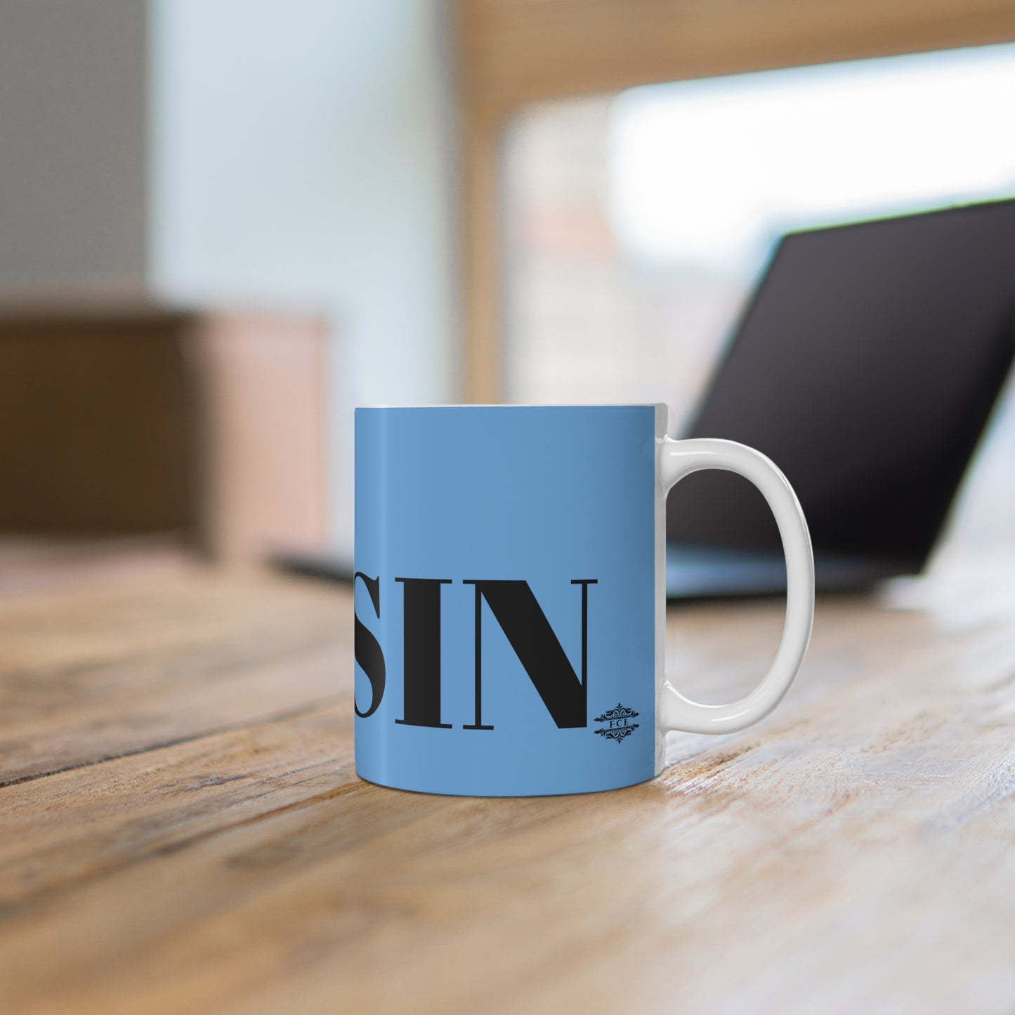 BLUE AND BLACK COUSIN MUG