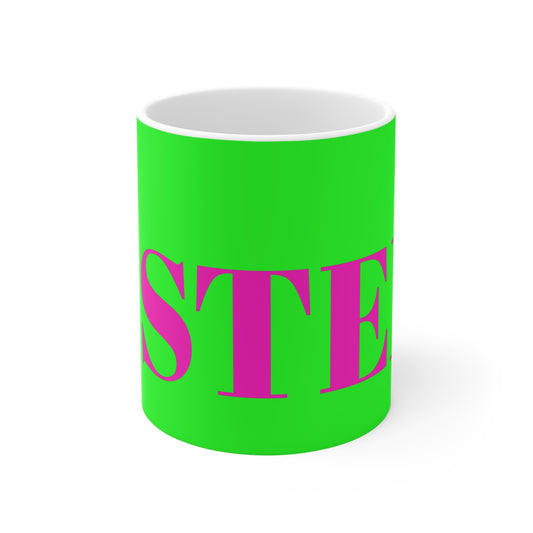LIME GREEN AND FUSCHIA SISTER MUG