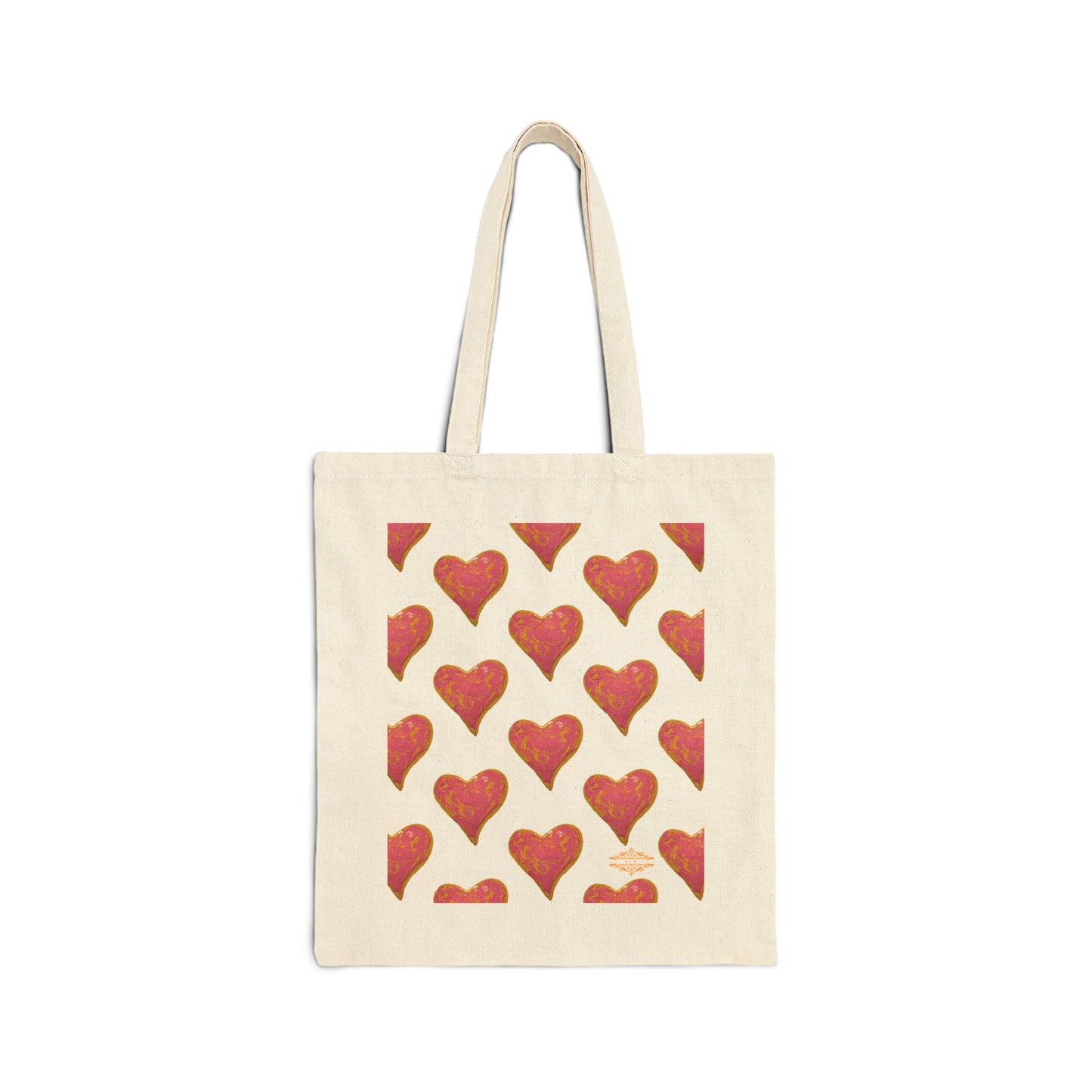 SWIRLY HEART PATTERN COTTON CANVAS TOTE BAG