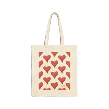 SWIRLY HEART PATTERN COTTON CANVAS TOTE BAG