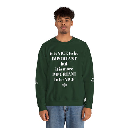BE NICE CREWNECK SWEATSHIRT DARK COLORS