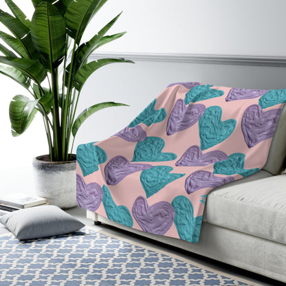 SHERPA FLEECE BLANKET WITH CUSTOM HEART DESIGN