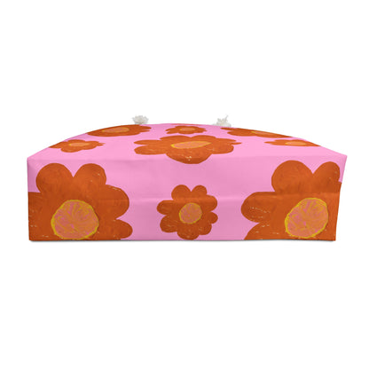 VIBRANT ORANGE FLOWERS WEEKENDER TOTE BAG