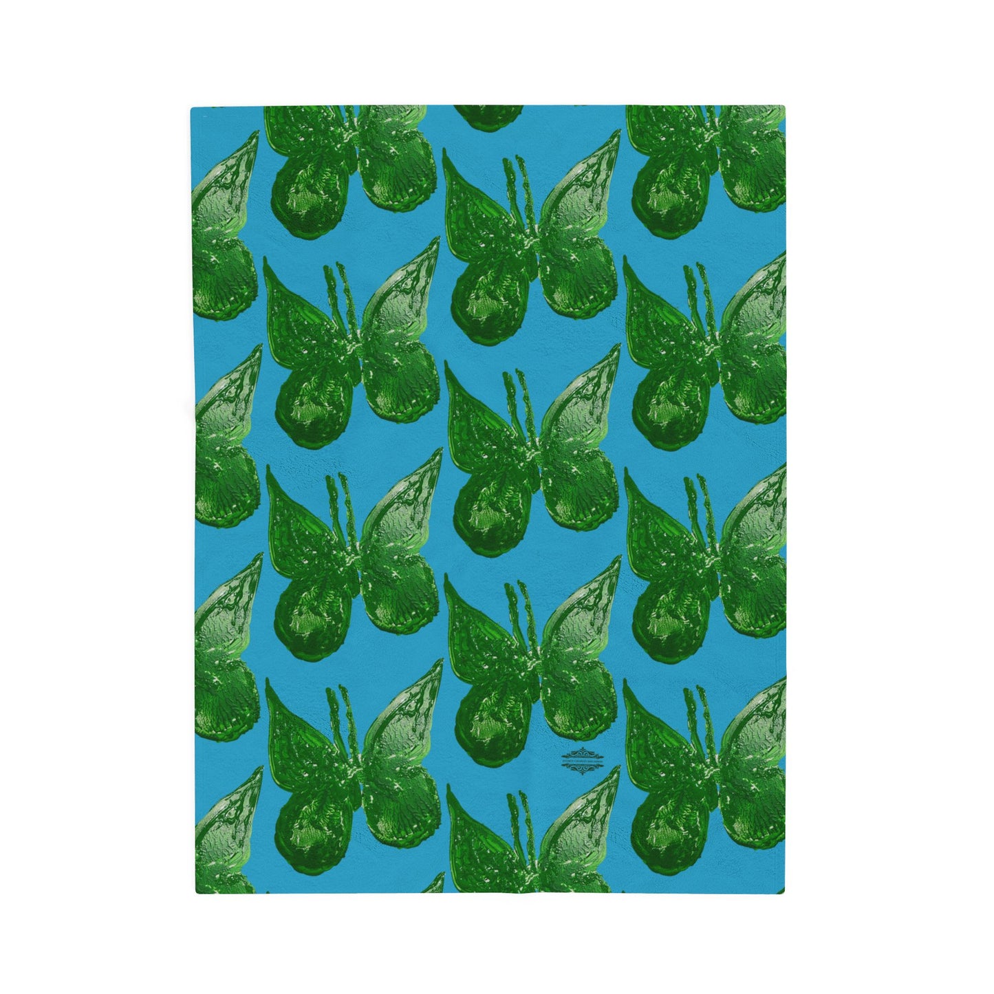 GREEN BUTTERFLIES VELVETEEN PLUSH BLANKET