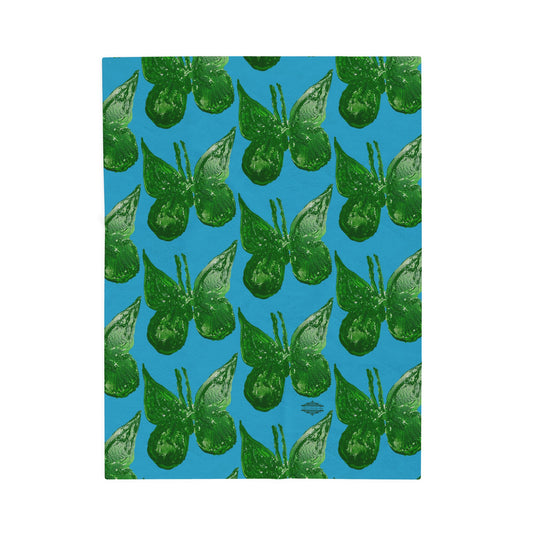GREEN BUTTERFLIES VELVETEEN PLUSH BLANKET