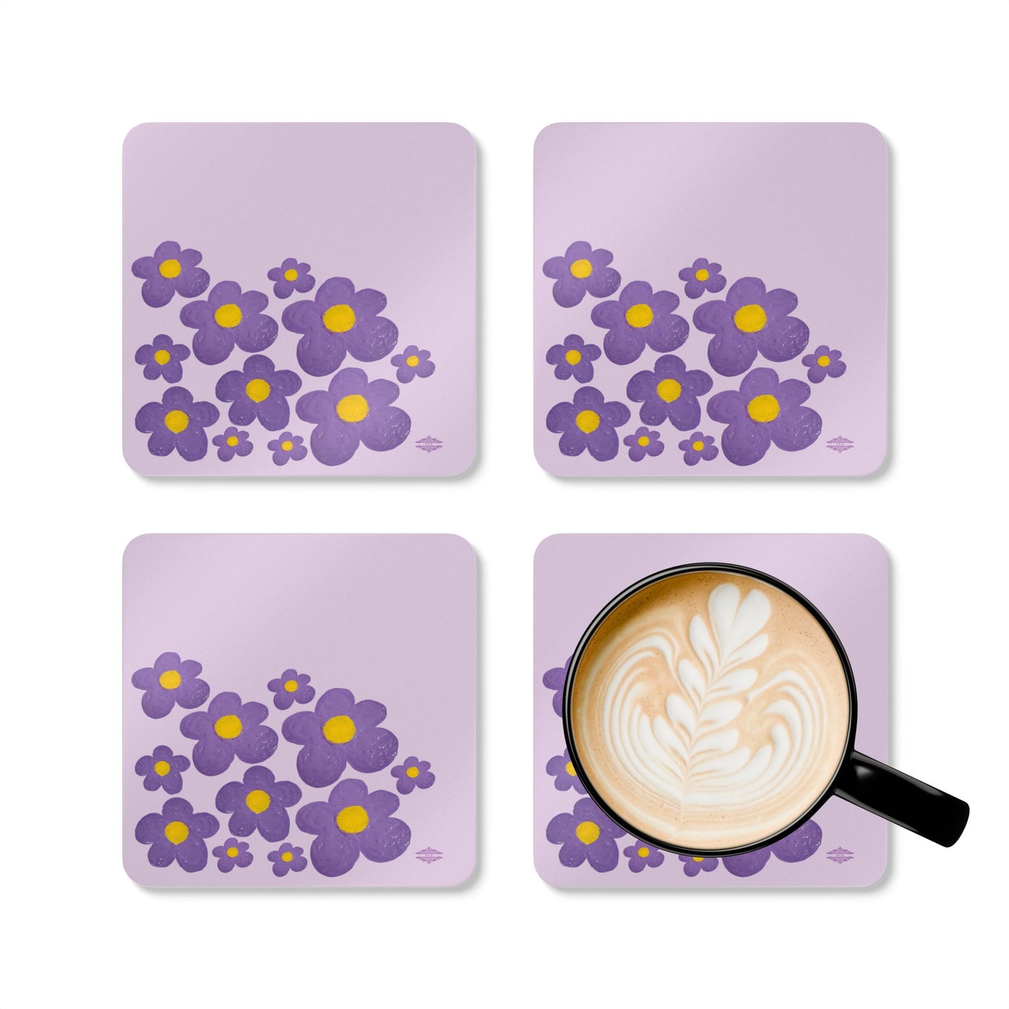 LAVENDER CORKWOOD COASTER SET