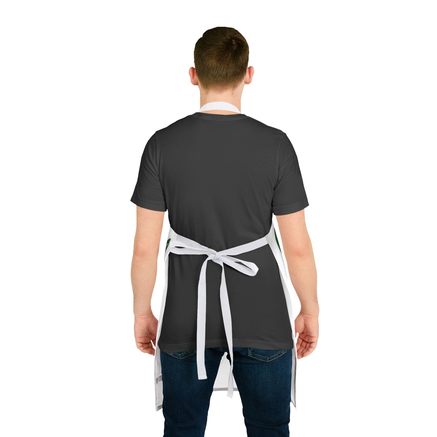 WHITE APRON WITH SPRING GREEN BUTTERFLIES