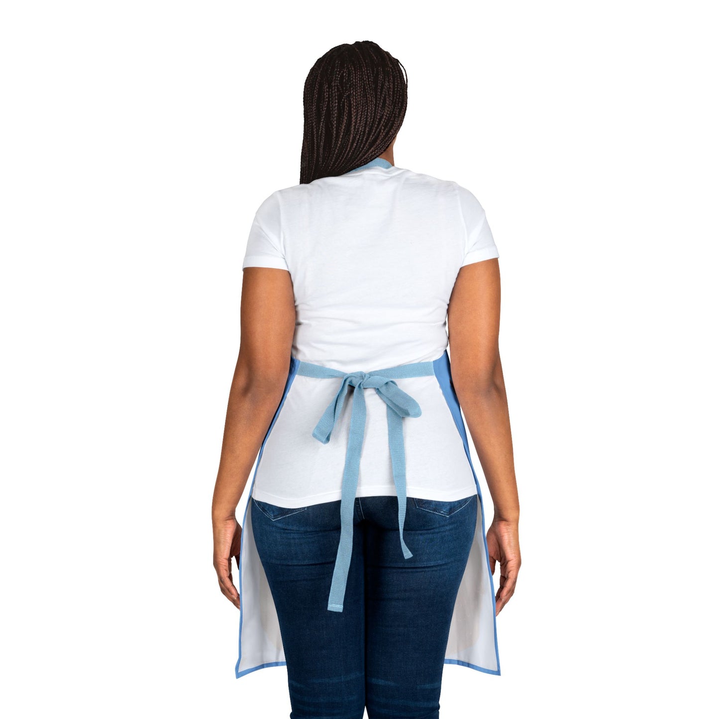 BLUE APRON WITH BROWN PAPILLON