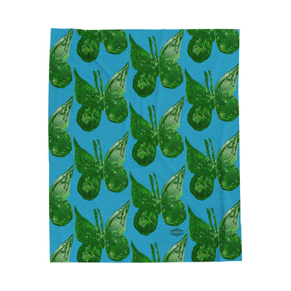 GREEN BUTTERFLIES VELVETEEN PLUSH BLANKET