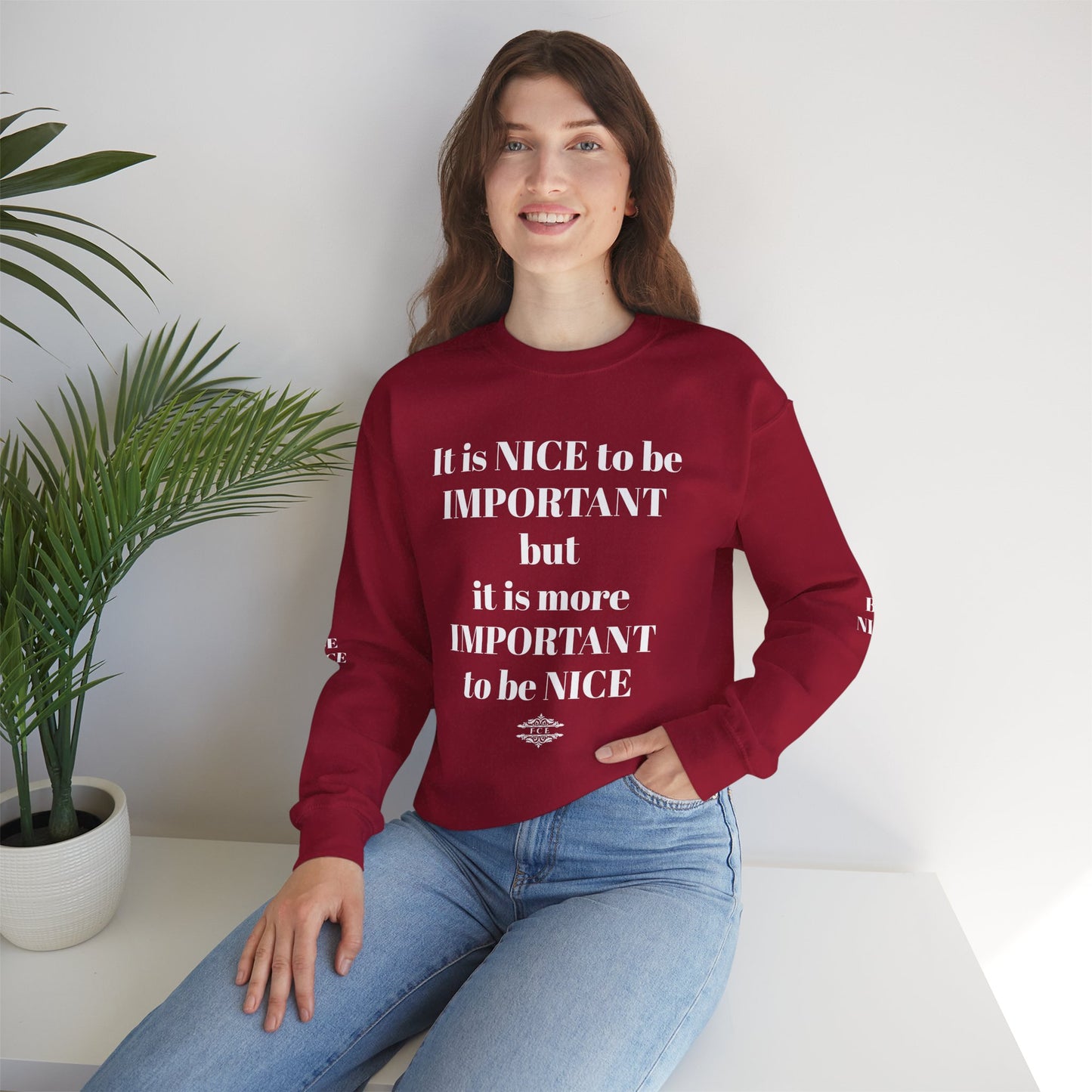 BE NICE CREWNECK SWEATSHIRT DARK COLORS