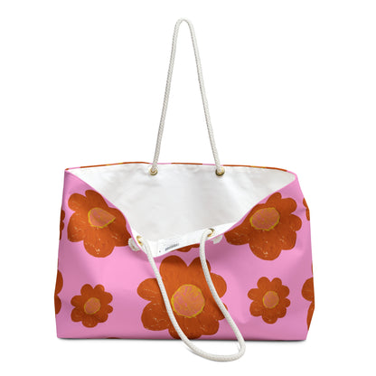 VIBRANT ORANGE FLOWERS WEEKENDER TOTE BAG