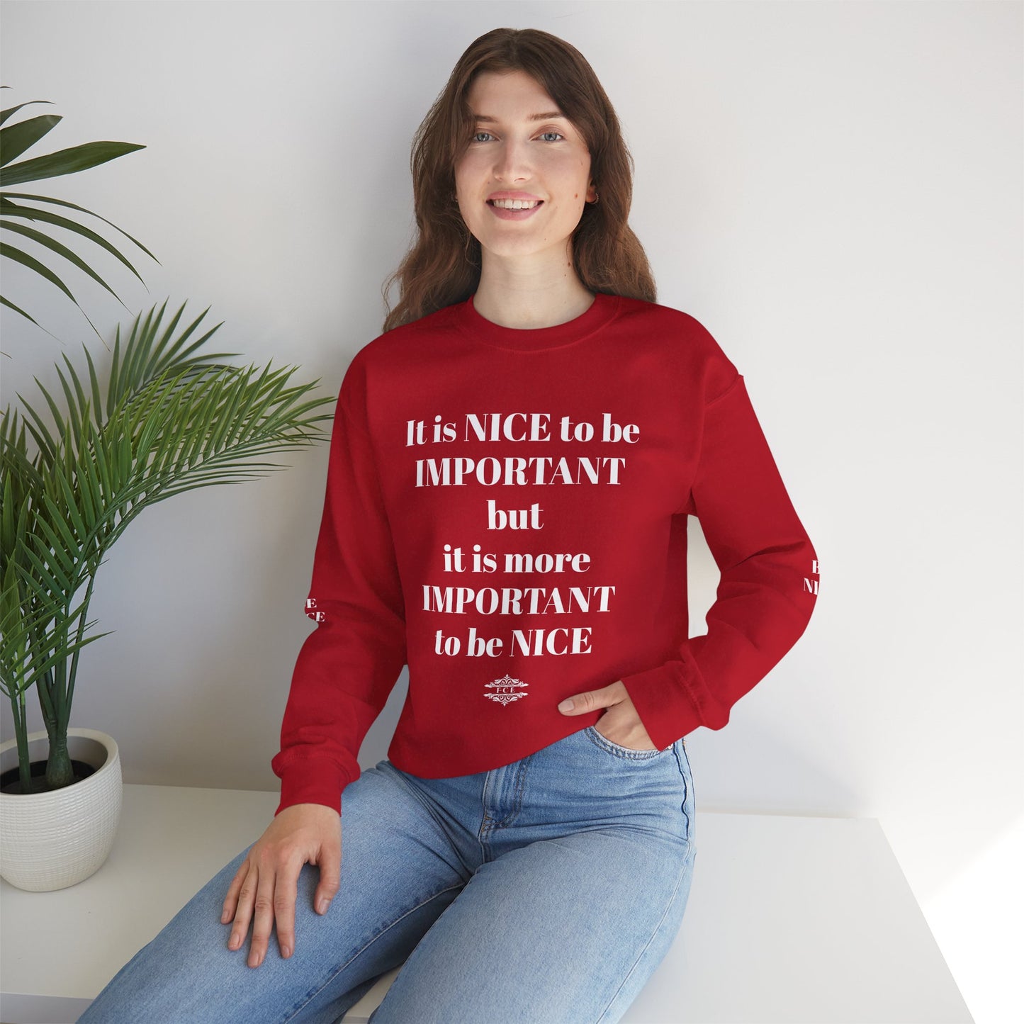 BE NICE CREWNECK SWEATSHIRT DARK COLORS