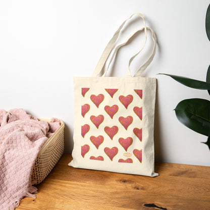 SWIRLY HEART PATTERN COTTON CANVAS TOTE BAG