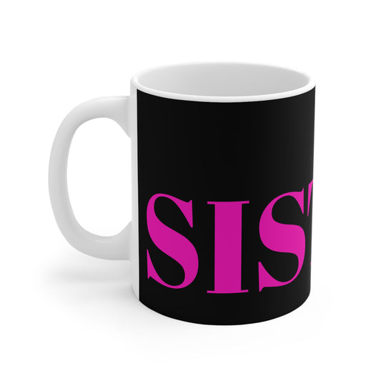 BLACK AND HOT PINK SISTER MUG