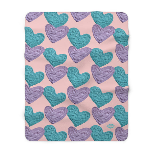 SHERPA FLEECE BLANKET WITH CUSTOM HEART DESIGN