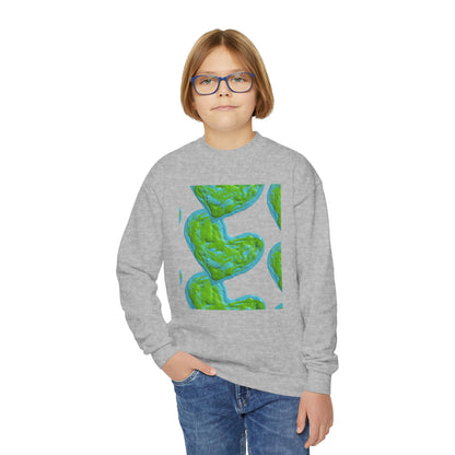 DREAMY BLUE AND GREEN HEARTS SWEATSHIRT