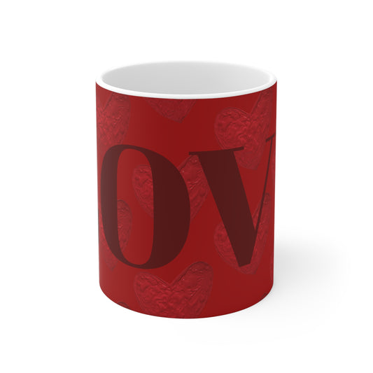 RED HEARTS WITH DEEP RED LOVE MUG
