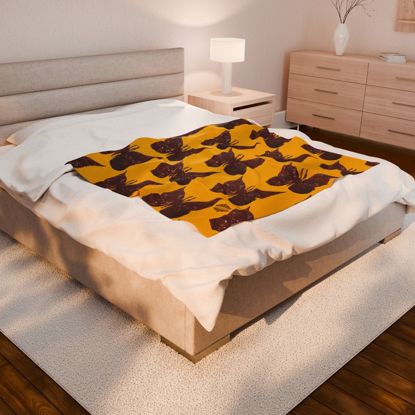 BROWN BUTTERFLIES VELVETEEN PLUSH BLANKET