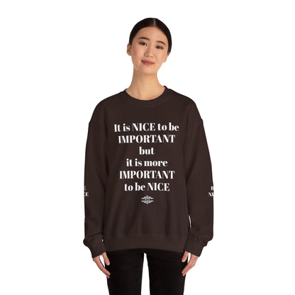 BE NICE CREWNECK SWEATSHIRT DARK COLORS