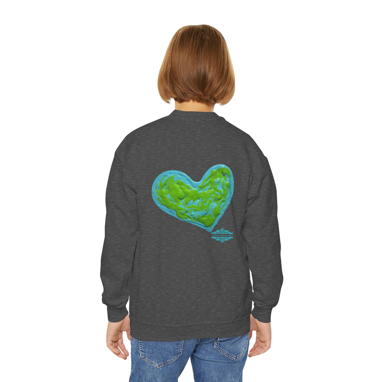 DREAMY BLUE AND GREEN HEARTS SWEATSHIRT