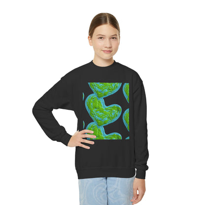 DREAMY BLUE AND GREEN HEARTS SWEATSHIRT