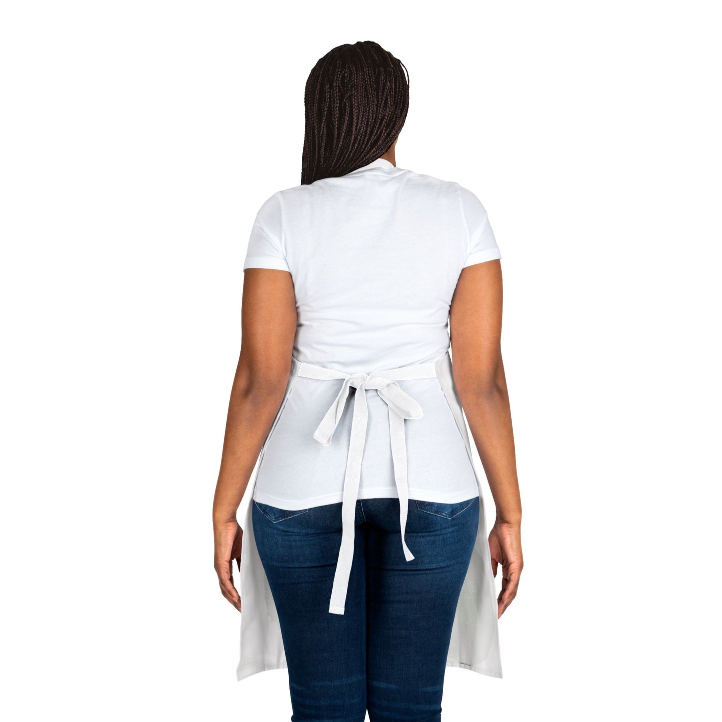 WHITE APRON WITH SPRING GREEN BUTTERFLIES