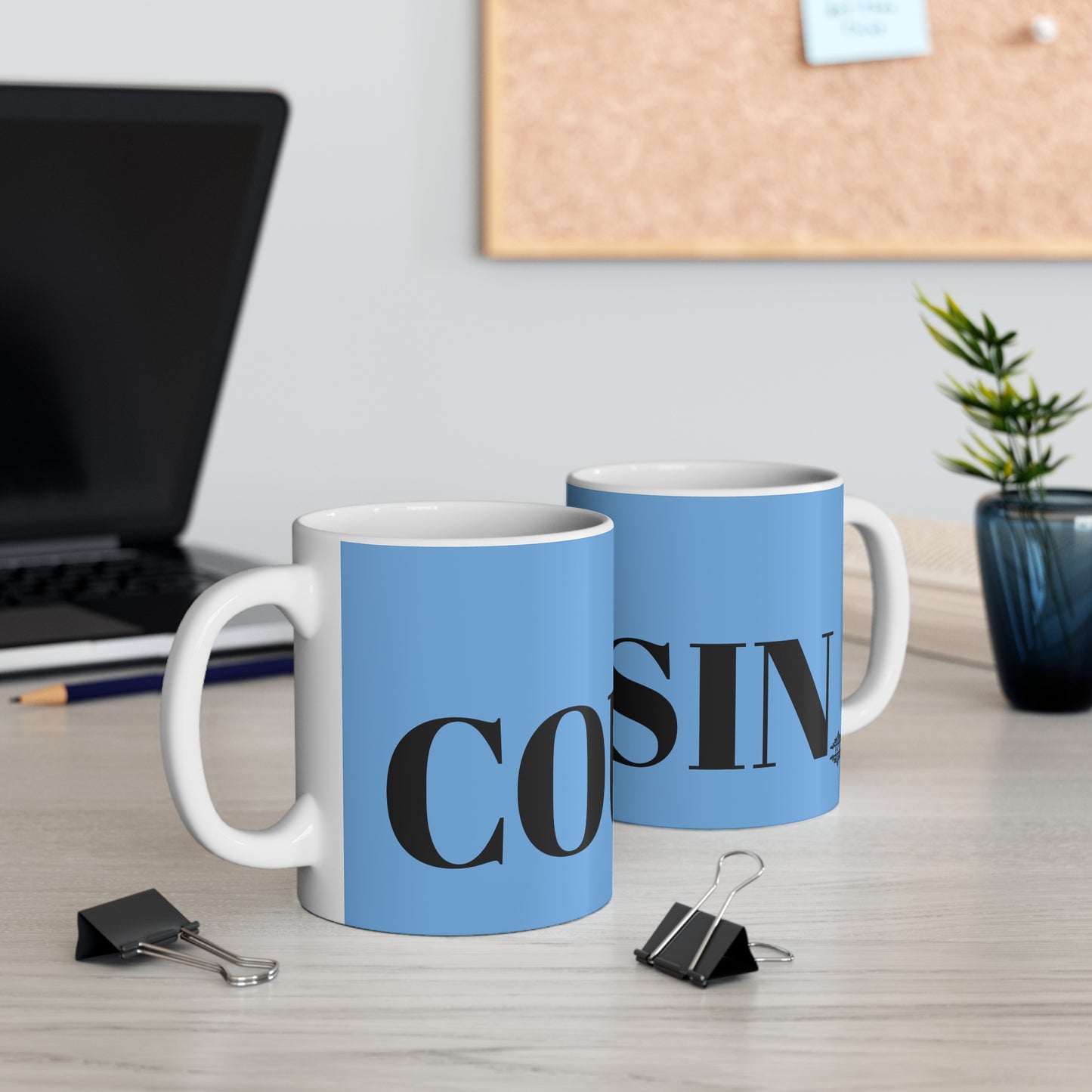 BLUE AND BLACK COUSIN MUG