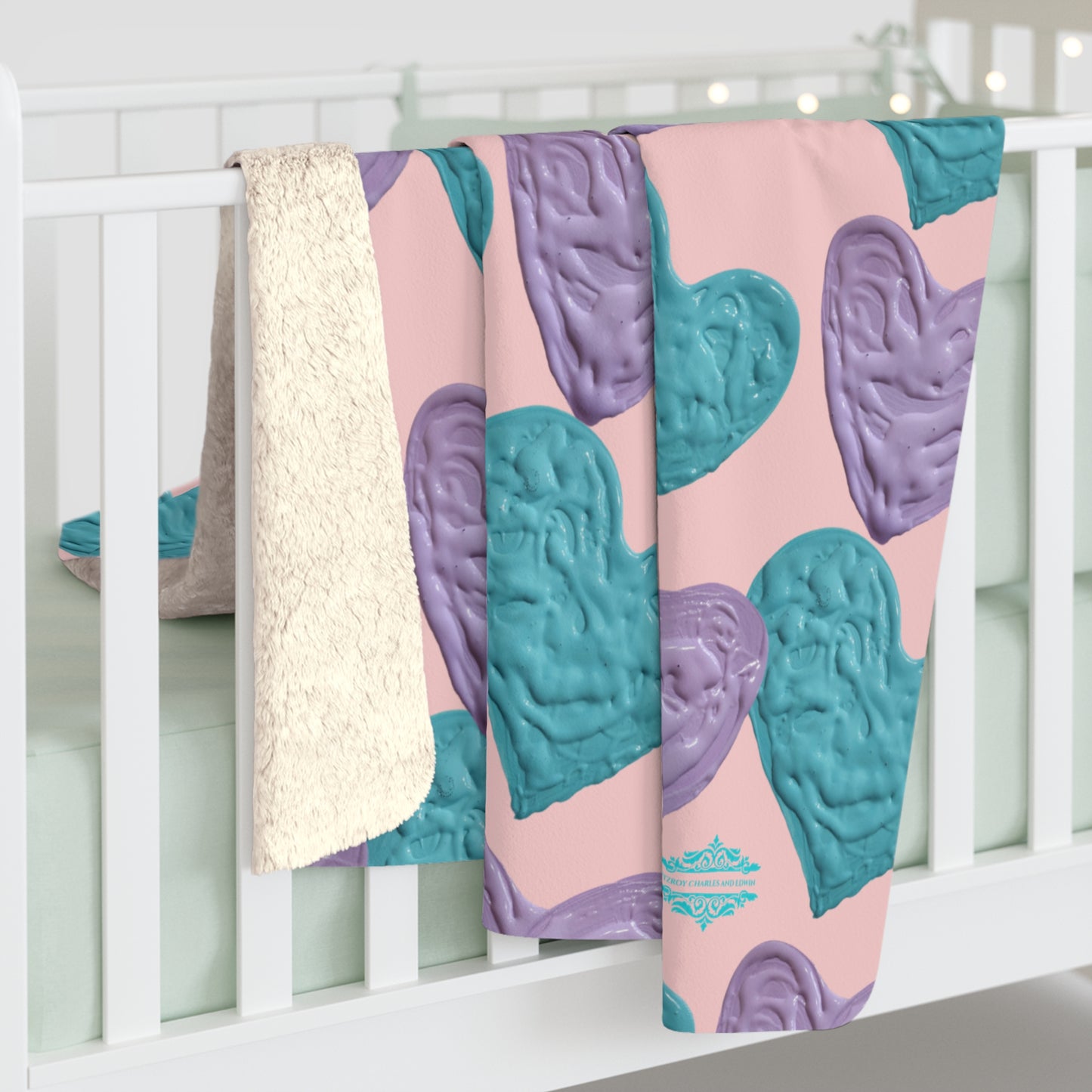 SHERPA FLEECE BLANKET WITH CUSTOM HEART DESIGN