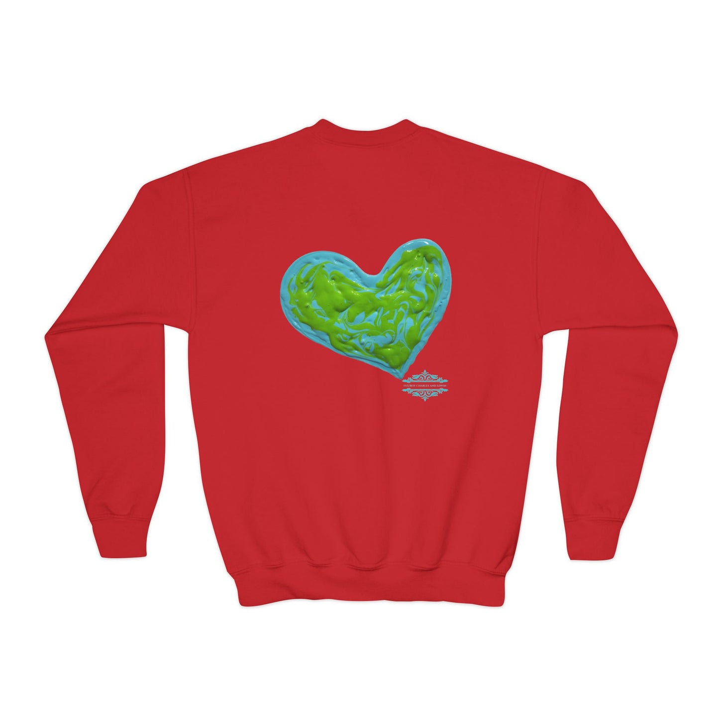 DREAMY BLUE AND GREEN HEARTS SWEATSHIRT