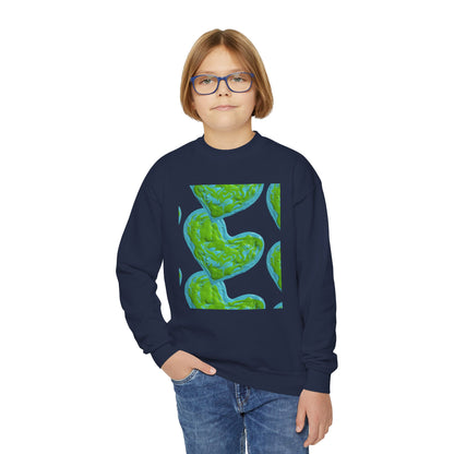 DREAMY BLUE AND GREEN HEARTS SWEATSHIRT