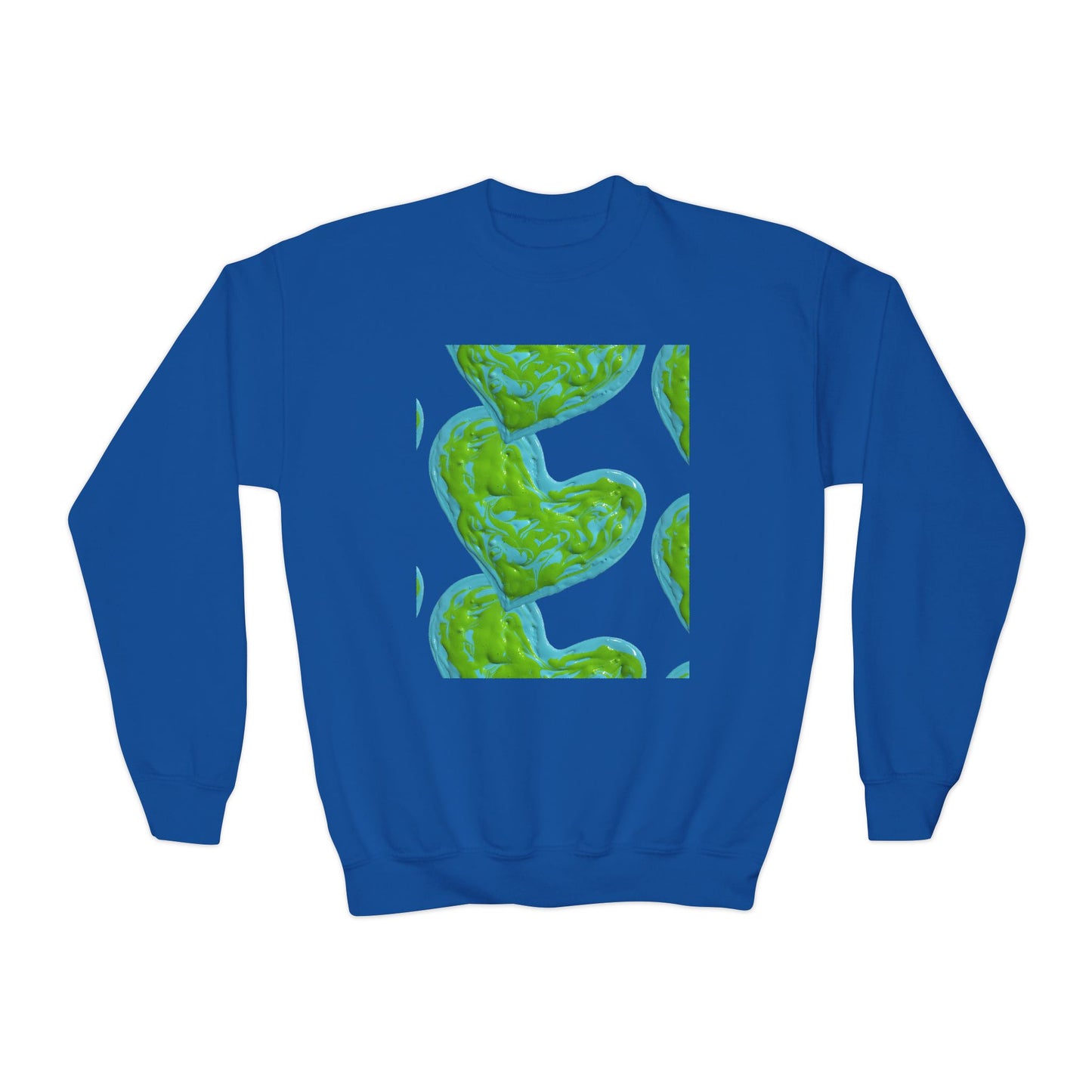 DREAMY BLUE AND GREEN HEARTS SWEATSHIRT