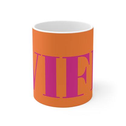 ORANGE WITH PINK WIFE MUG