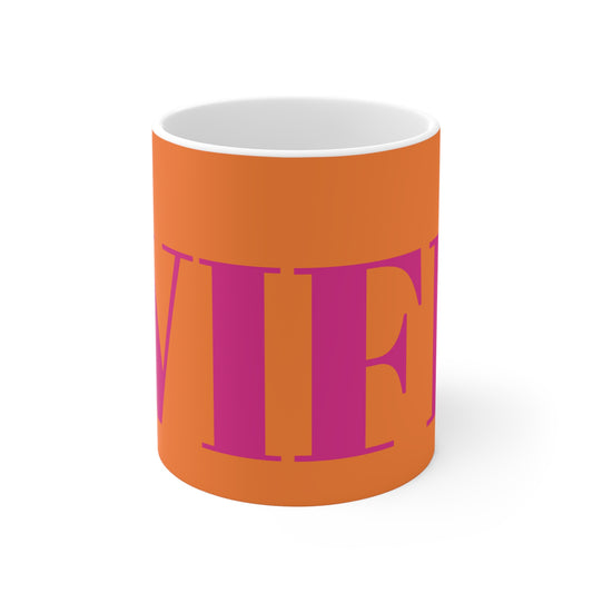 ORANGE WITH PINK WIFE MUG
