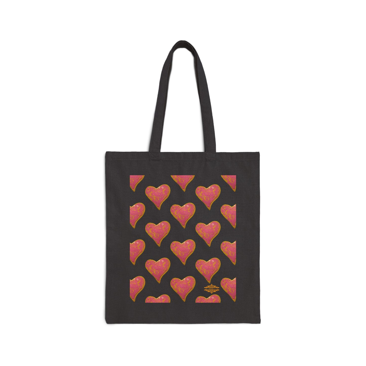 SWIRLY HEART PATTERN COTTON CANVAS TOTE BAG