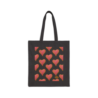 SWIRLY HEART PATTERN COTTON CANVAS TOTE BAG