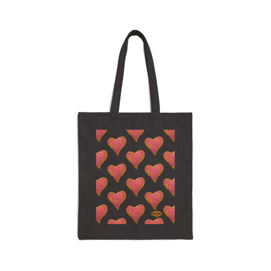 SWIRLY HEART PATTERN COTTON CANVAS TOTE BAG