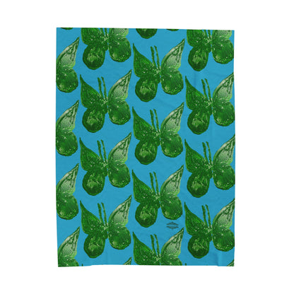 GREEN BUTTERFLIES VELVETEEN PLUSH BLANKET