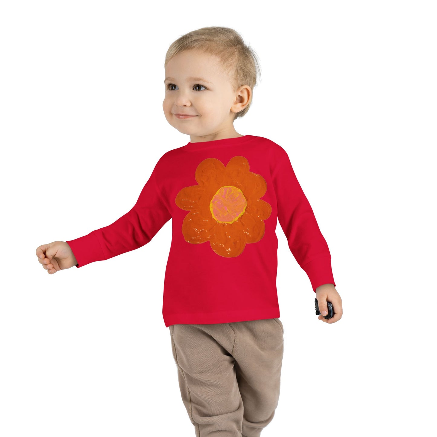 BIG ORANGE FLOWER TODDLER LONG SLEEVE TEE