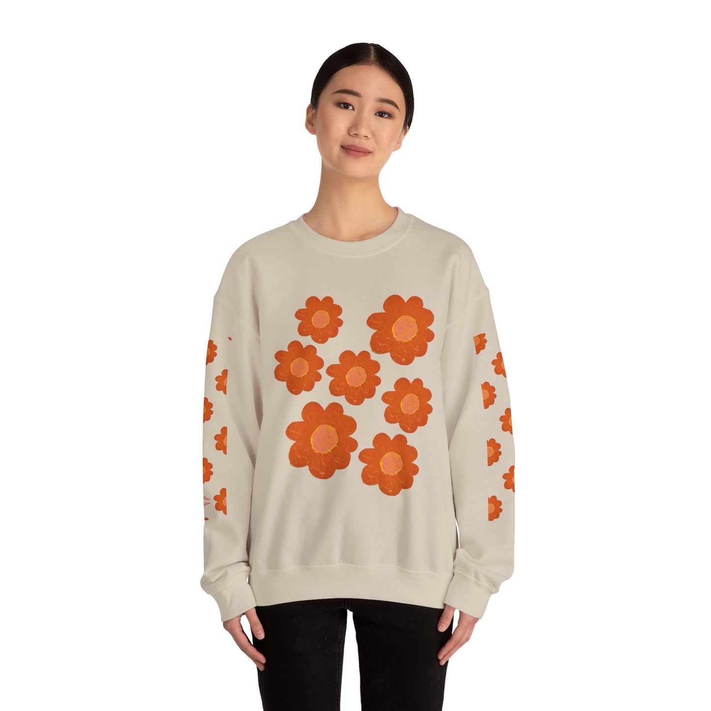 ORANGE FLOWERS SWEATSHIRT