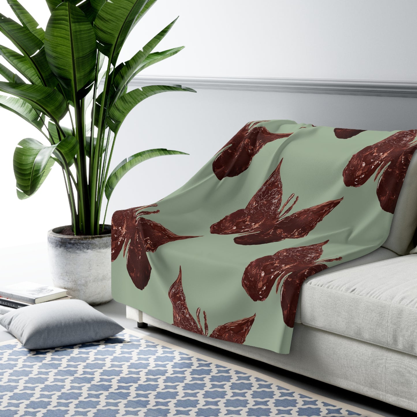 SAGE GREEN SHERPA FLEECE BLANKET