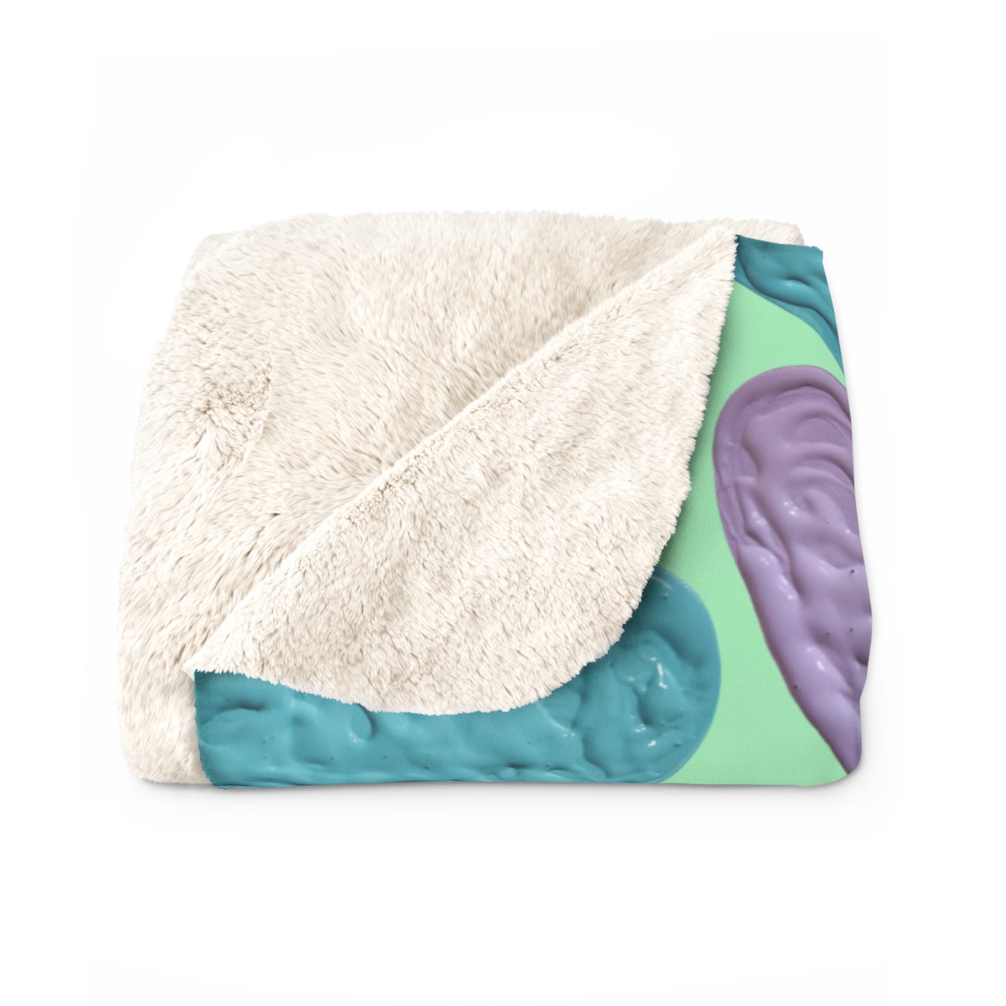 MINT GREEN SHERPA FLEECE PASTEL HEARTS BLANKET